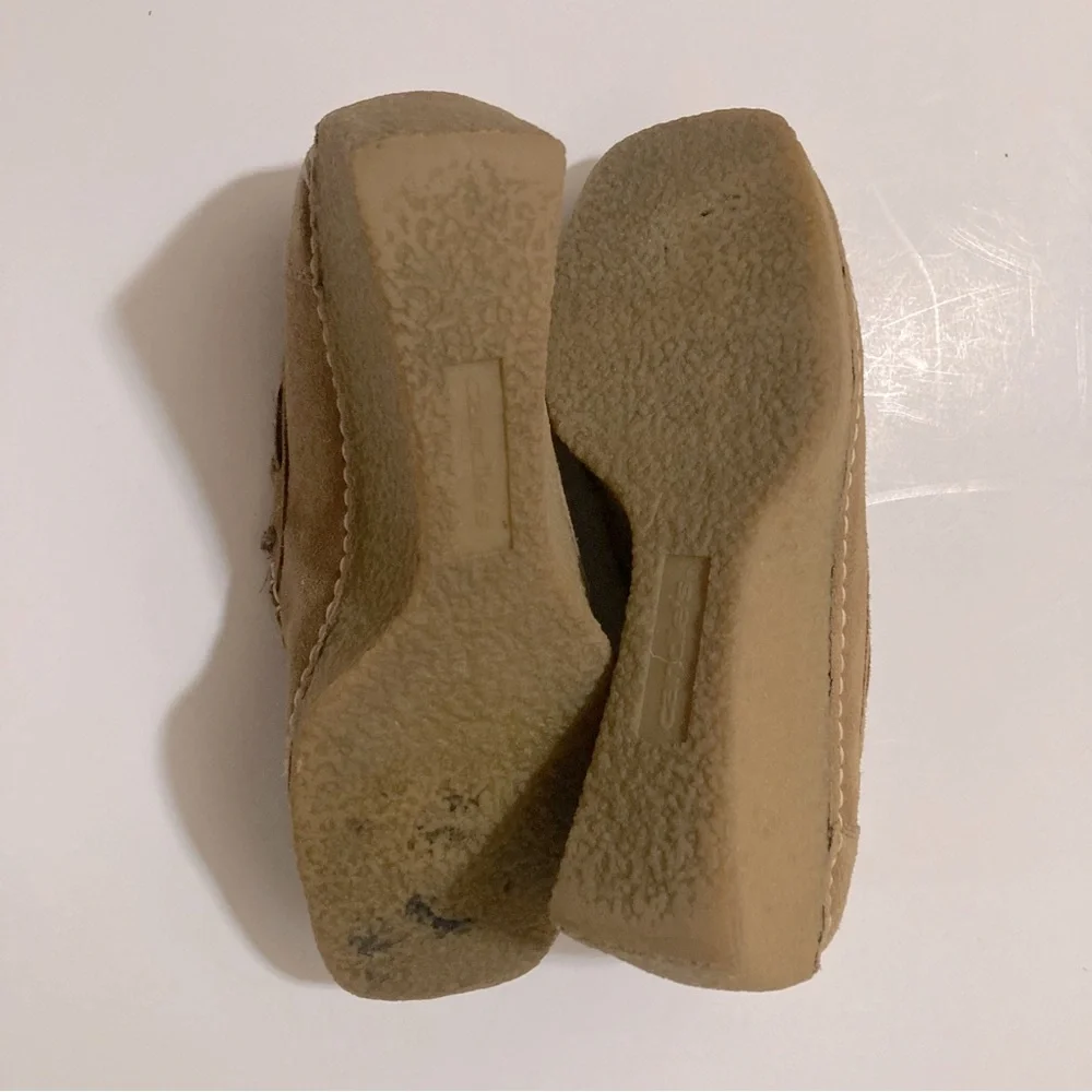 Candie’s Vintage Tan Suede Chunky Platform Wedge Loafers Women’s 7.5M
